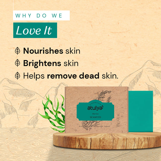 Atulya Seaweed Soap | Revitalizes Skin, Softens Texture | SLS & Paraben Free | For all skin types | 125 gm