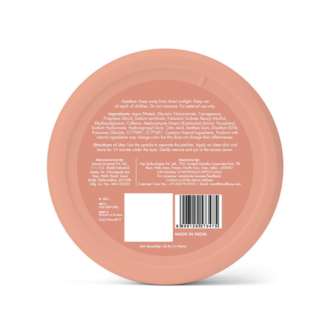 mCaffeine Kombucha Under Eye Patches | Niacinamide 4%