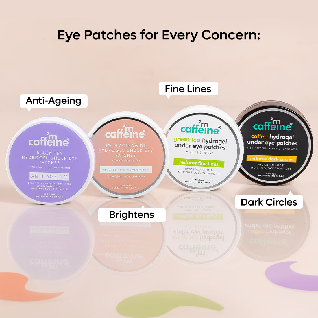 mCaffeine Black Tea Under Eye Patches | Collagen Peptide