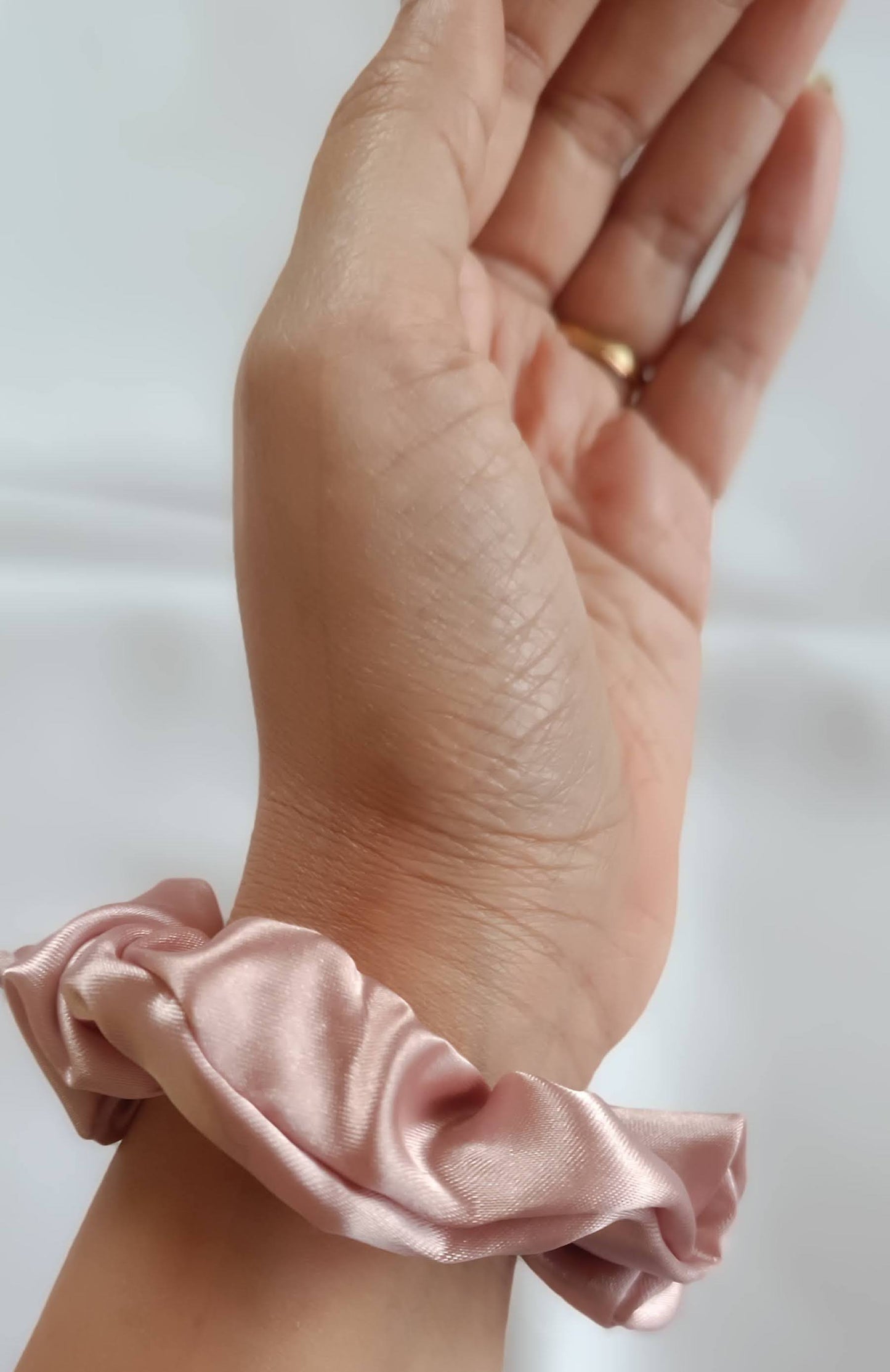 Set of 2 Luxury Satin Scrunchies - Pink n Blue