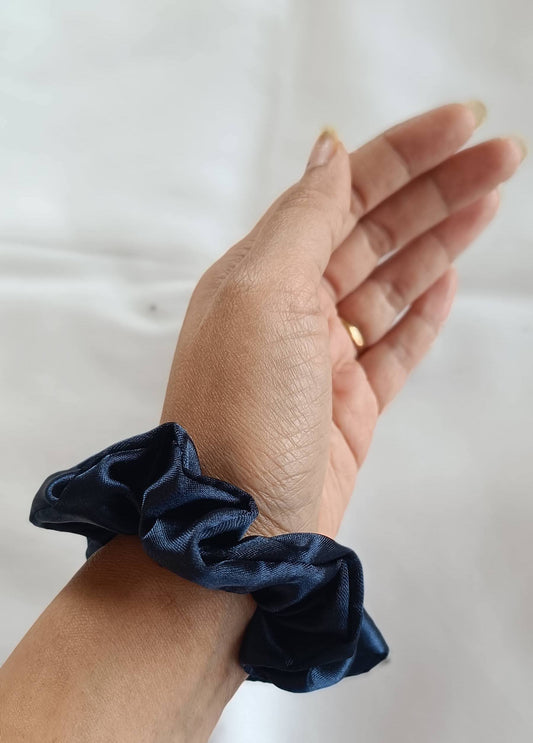 Set of 2 Luxury Satin Scrunchies - Pink n Blue
