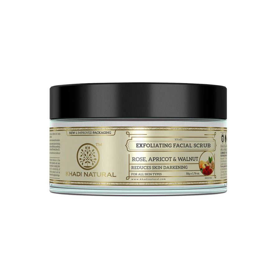 Khadi Natural Rose Apricot & Walnut Exfoliating Facial Scrub - 50gm