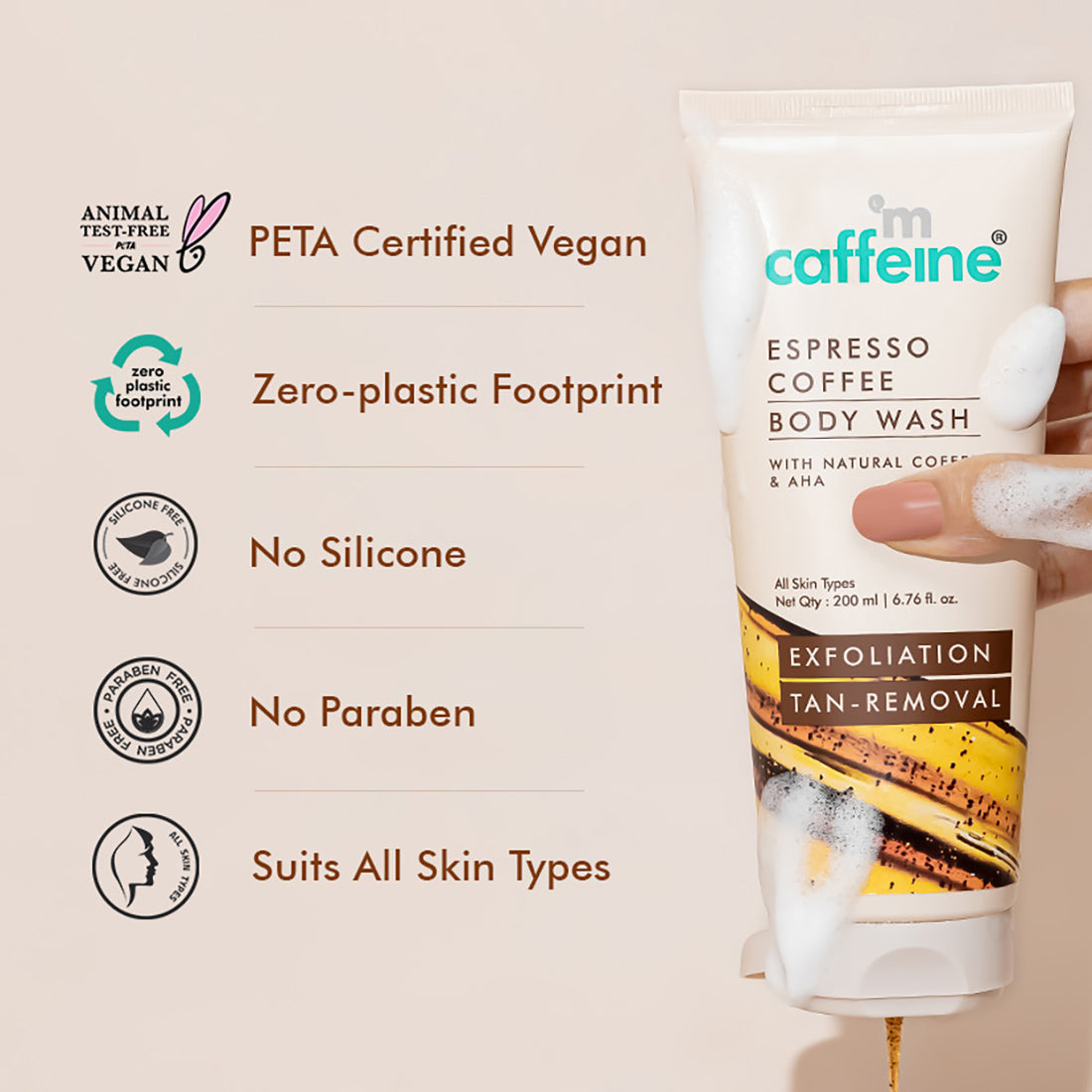 mCaffeine Espresso Body Wash Tube - 200 ml