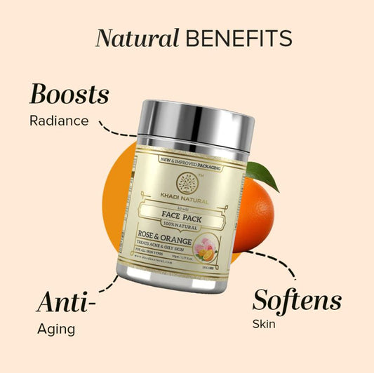 Khadi Natural Rose & Orange Face Pack - 50gm