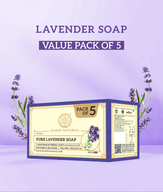Khadi Natural Herbal Pure Lavender Soap Pack of 5 (5×125g)