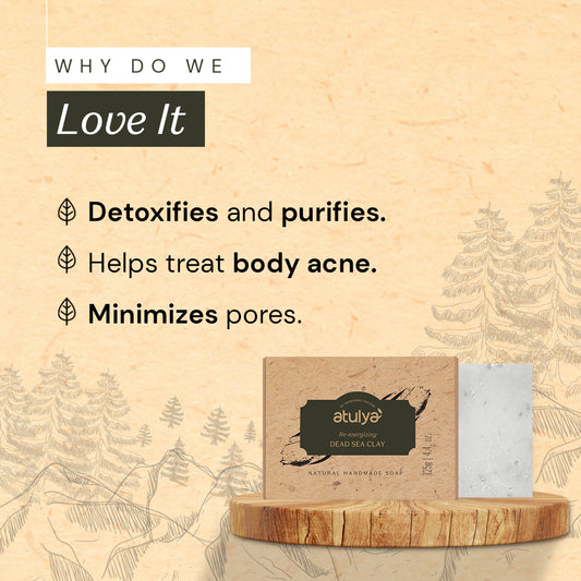 Atulya Dead Sea Clay Soap | Detoxifies Skin, Deep Cleansing | SLS & Paraben Free | For all skin types | 125 gm