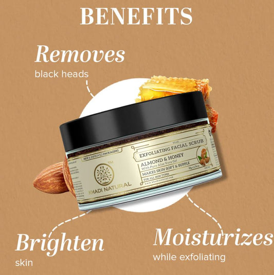 Khadi Natural Almond & Honey Exfoliating Facial Scrub - 100gm