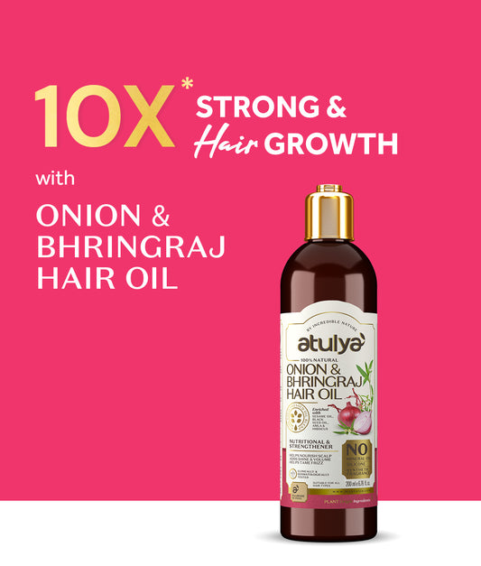 Atulya Onion & Bhringraj Hair Oil | Strengthens Roots, Improves Volume | 200 ml