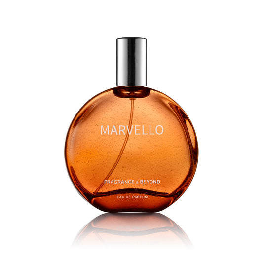 Marvello Eau De Parfum For Women & Men | Amber, Woody | Best Luxurious Perfume Spray for Women | Intense and Long Lasting Fragrance | Best Gift for Her | Amber, Floral, Musk, Woody