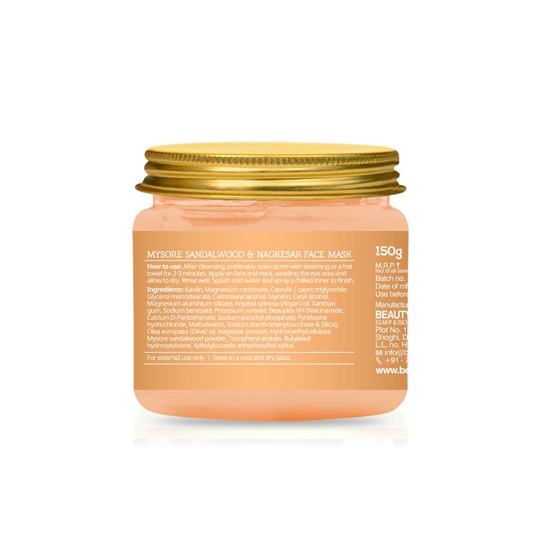 Mysore Sandalwood & Nagkesar Face Mask With Argan Oil, Vitamin-E, Olive Oil, Nagkesar Powder - 150 gm
