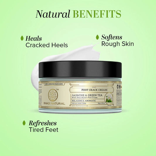 Khadi Natural Jasmine & Green Tea Foot Crack Cream - With Sheabutter - 50gm