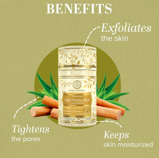 Khadi Natural Gold Thermo Herb For Skin Tightning Face Pack - 100gm