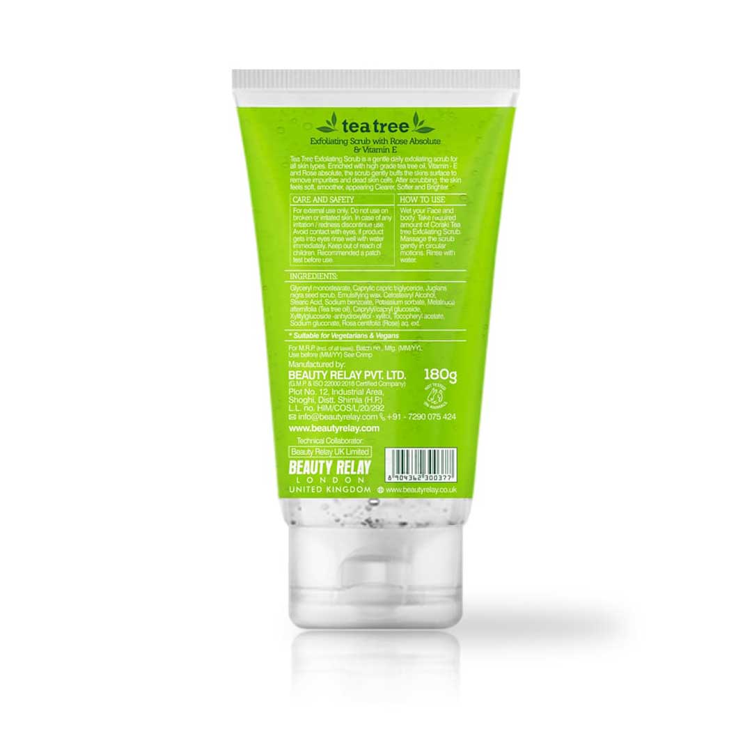 Tea Tree Exfoliating Scrub With Rose Absolute, Juglans Nigra Seed, Tea Tree Oil And Vitamin-E - 180 gm