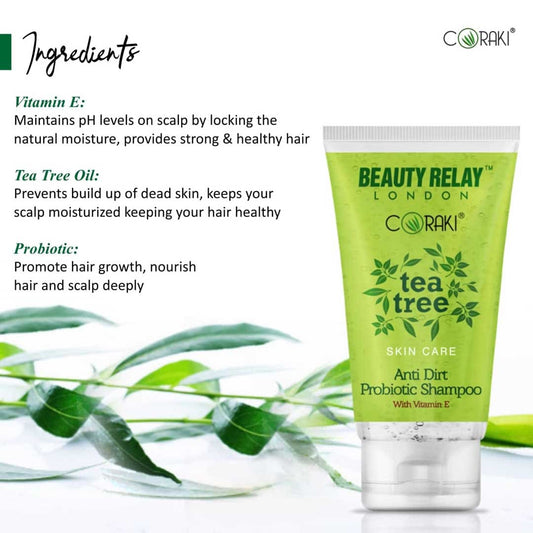 Tea Tree Anti Dirt Probiotic Shampoo With Tea Tree Oil And Vitamin-E - 200 ml