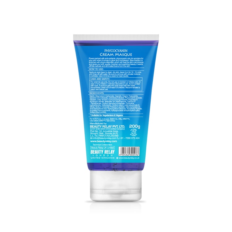Phycocyanin Cream Masque With Phycocyanin Powder, Vitamin-E, Aloevera, Haldi Powder And Olive Oil