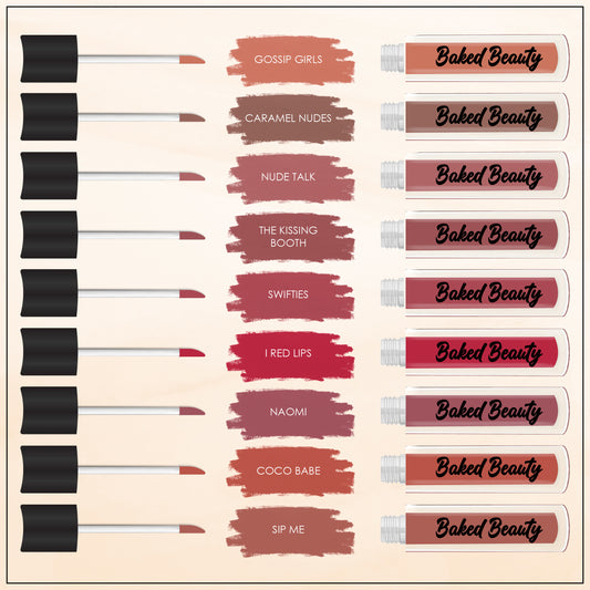 Matte Liquid Lipstick With Long Lasting, Hydrating & Lightweight Infused with Vitamin E & Jojoba Oil, Set of 9, 1.5ml each