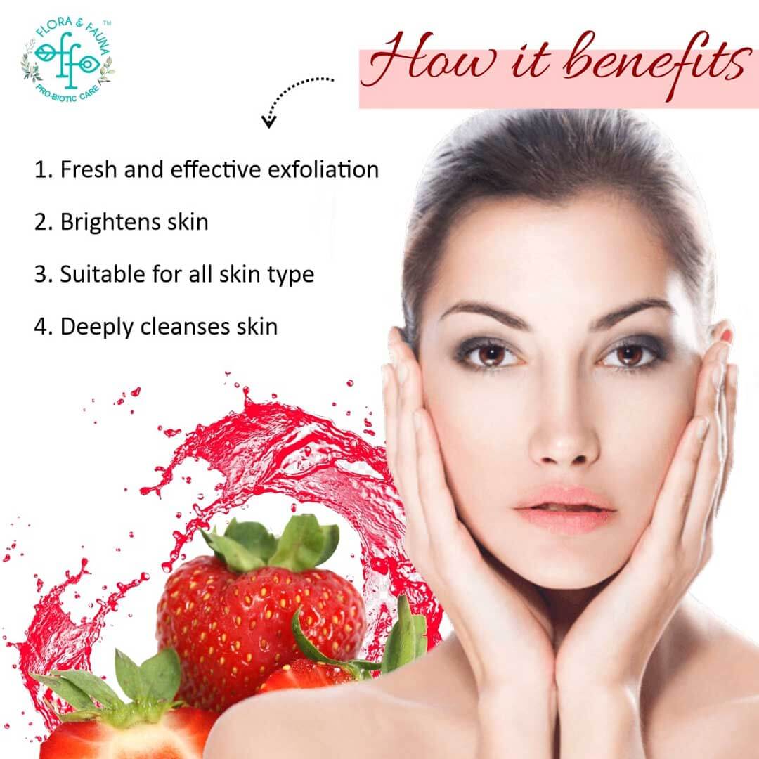 Probiotic Face Scrub With Juglans Nigra Seed, Shea Butter, Strawberry, Coconut Oil - 180 gm