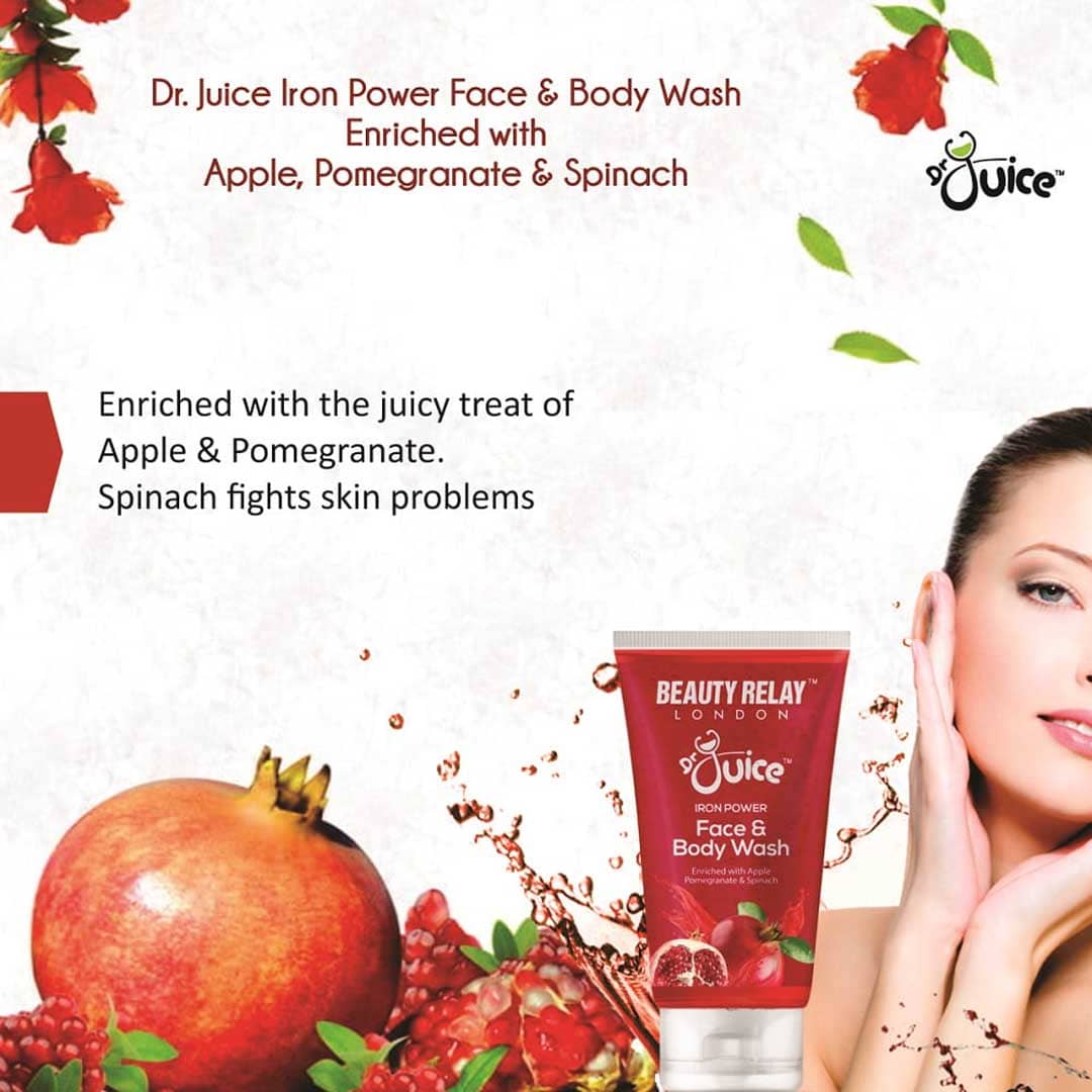 Dr. Juice Iron Power Face & Body Wash Enriched With Apple, Pomegranate, Spinach, Aloe Vera, Olive Oil