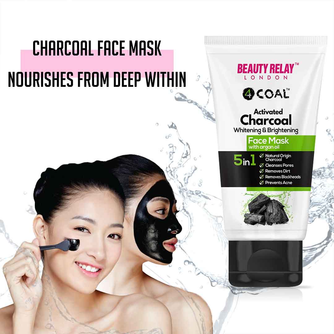 Activated Charcoal Whitening & Brightening Face Mask With Argan Oil, Papaya, Avocado Oil, Aloevera, Olive Oil