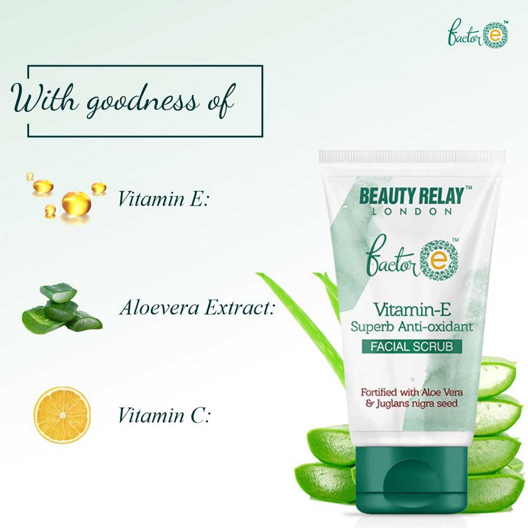 Vitamin-E Superb Antioxidant Facial Scrub With Vitamin-E, Aloevera And Black Walnut