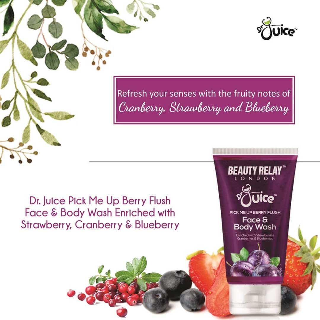 Dr. Juice Pick Me Up Berry Flush Face & Body Wash Enriched With Strawberry, Cranberry, Blueberry, Aloe Vera