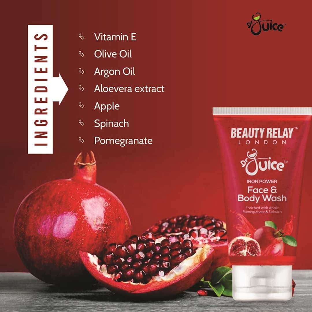 Dr. Juice Iron Power Face & Body Wash Enriched With Apple, Pomegranate, Spinach, Aloe Vera, Olive Oil