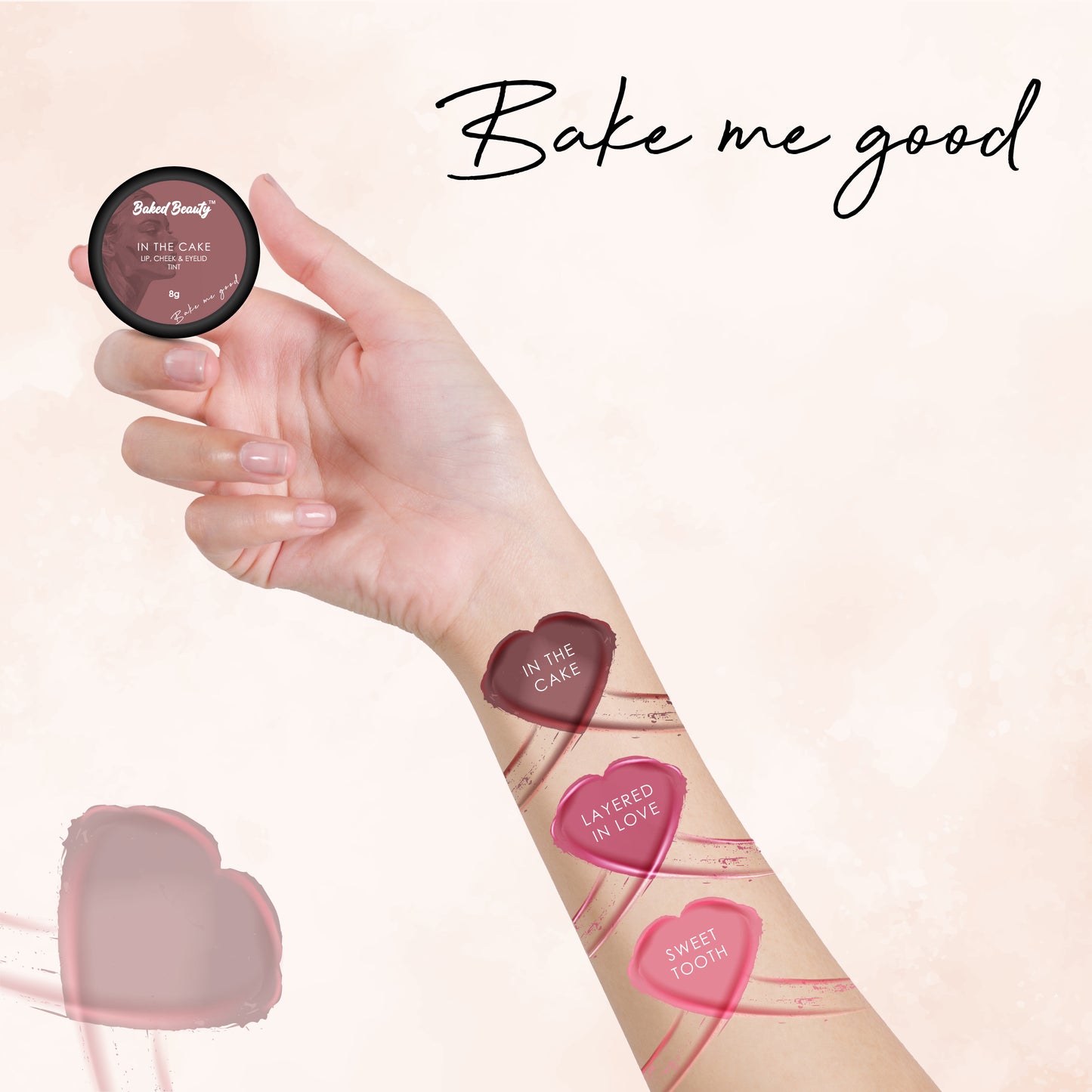 Lip, Cheek and Eyelid Tint for Hydrating Lips Enriched with Vitamin E and Shea Butter, Layered in Love, Sweet Tooth & In the Cake, Pack of 3, 8g each