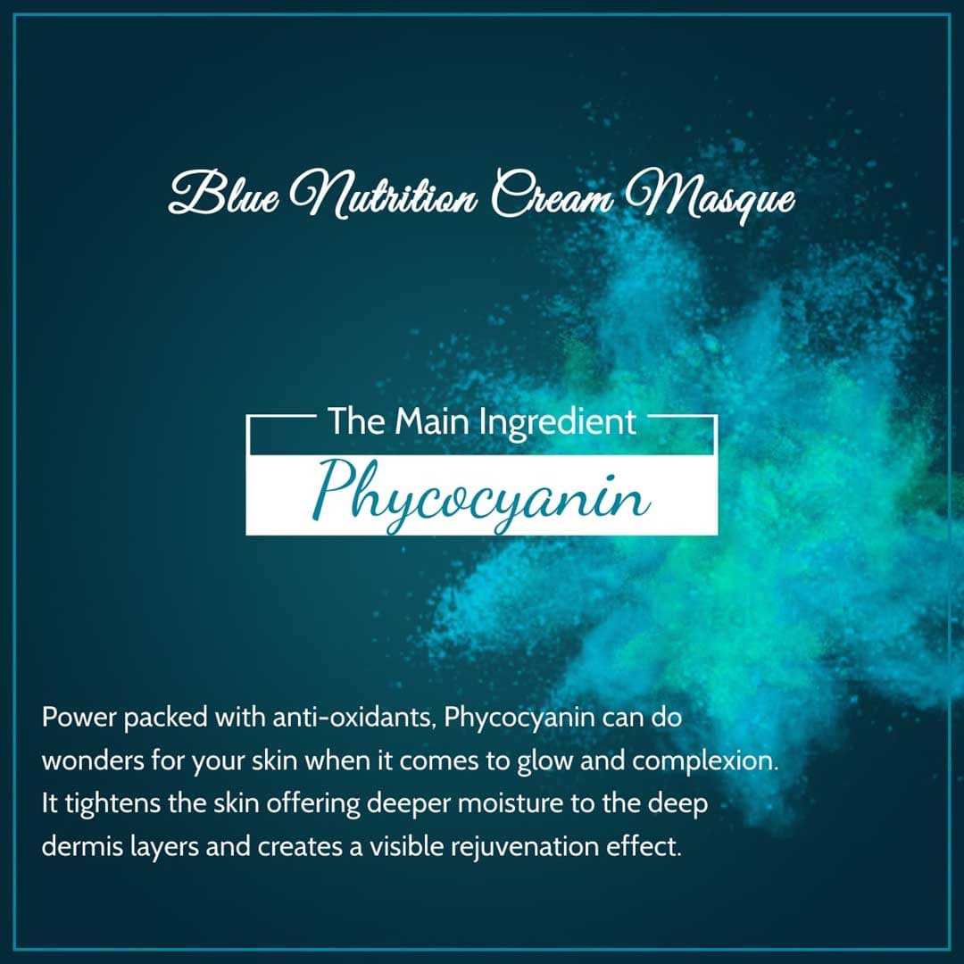 Phycocyanin Cream Masque With Phycocyanin Powder, Vitamin-E, Aloevera, Haldi Powder And Olive Oil