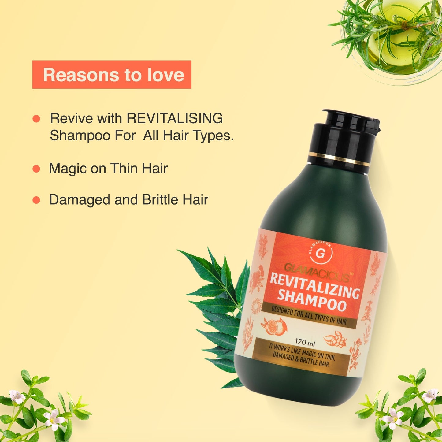 Hair Revitalizing Shampoo – Strengthen & Nourish Thin, Damaged Hair | Natural Ingredients for Healthier, Fuller Hair – 170ml