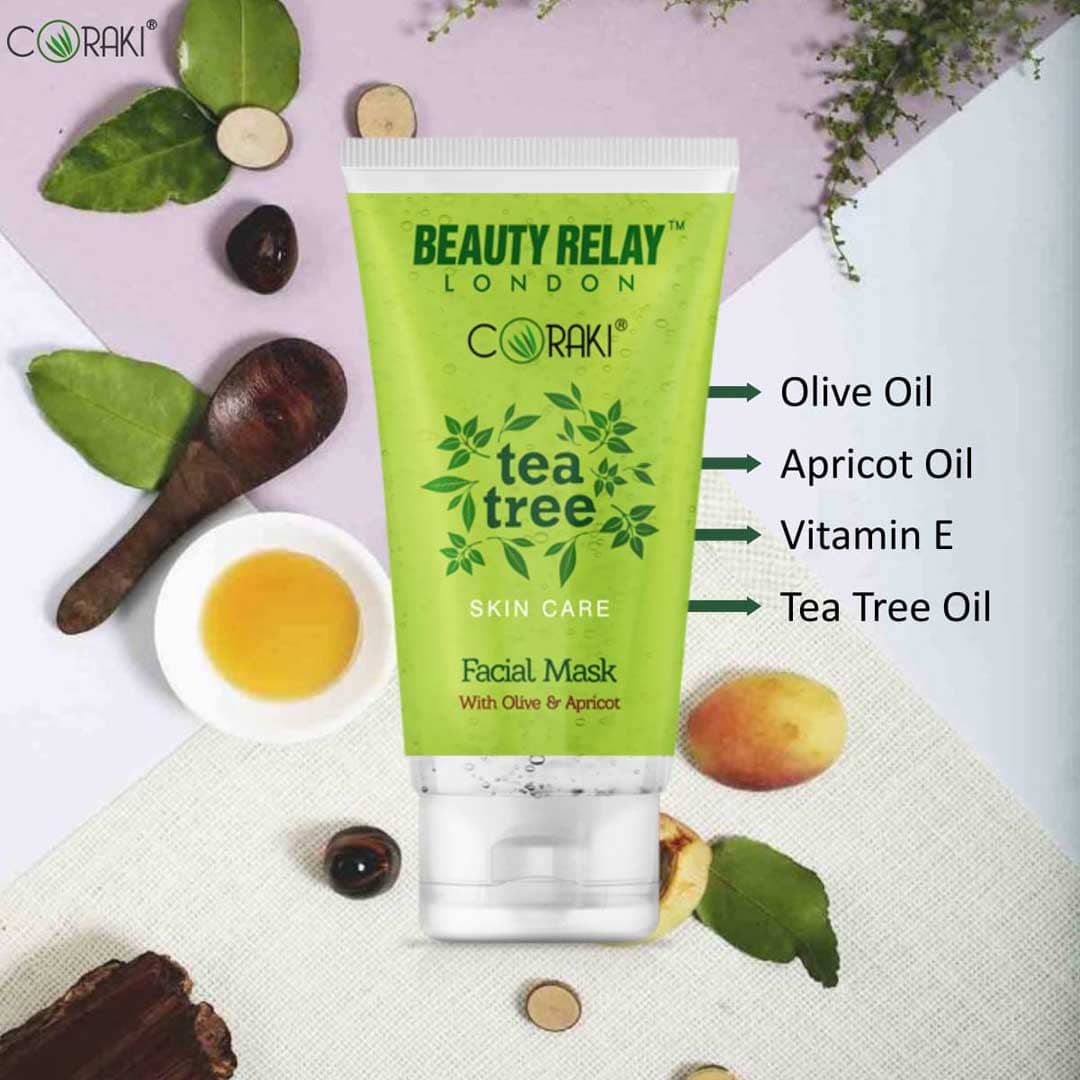 Tea Tree Facial Mask With Oilve Oil, Tea Tree Oil, Vitamin-E And Apricot Oil - 200 gm