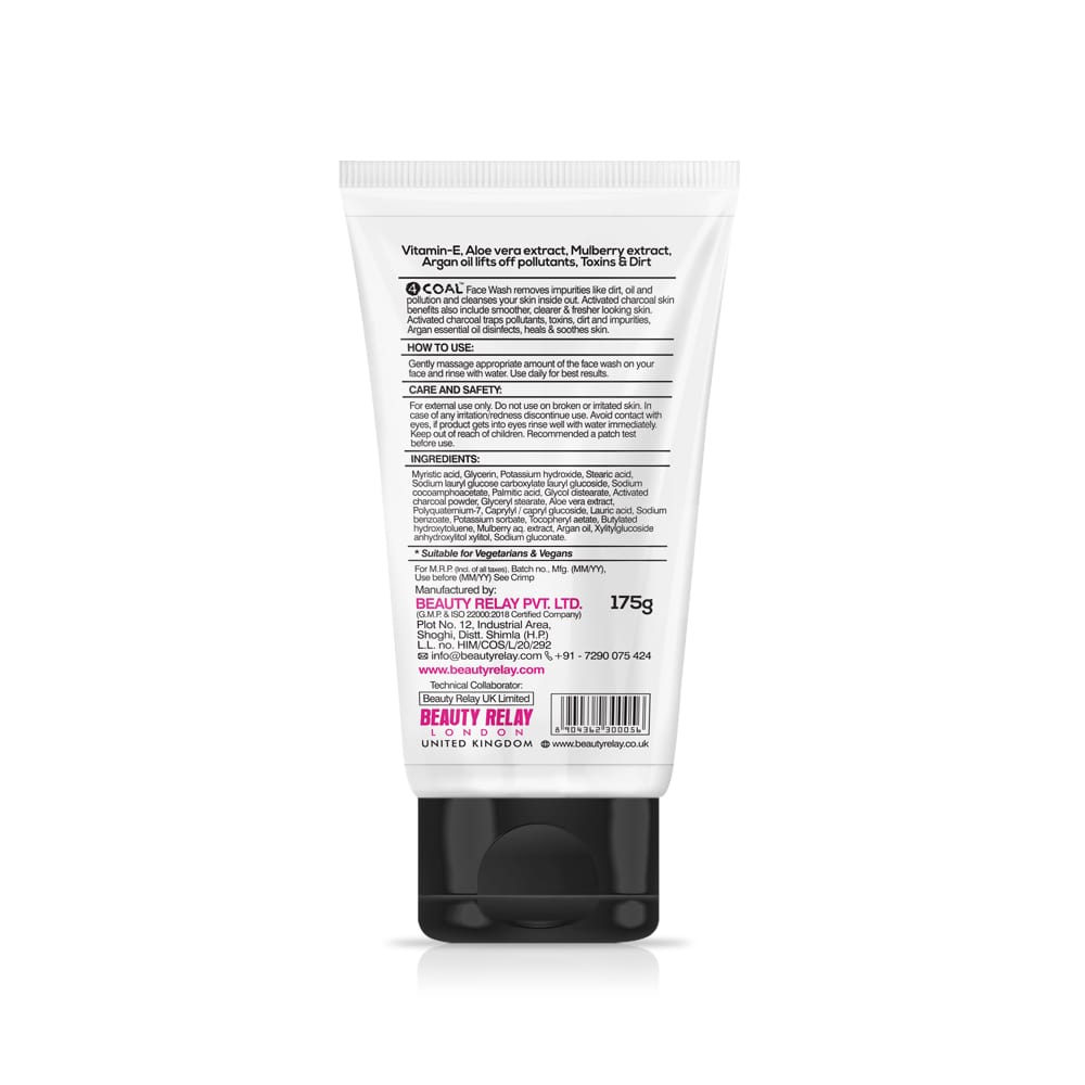 Activated Charcoal Face Wash With Argan Oil, Aloevera, Mulberry, Vitamin-E