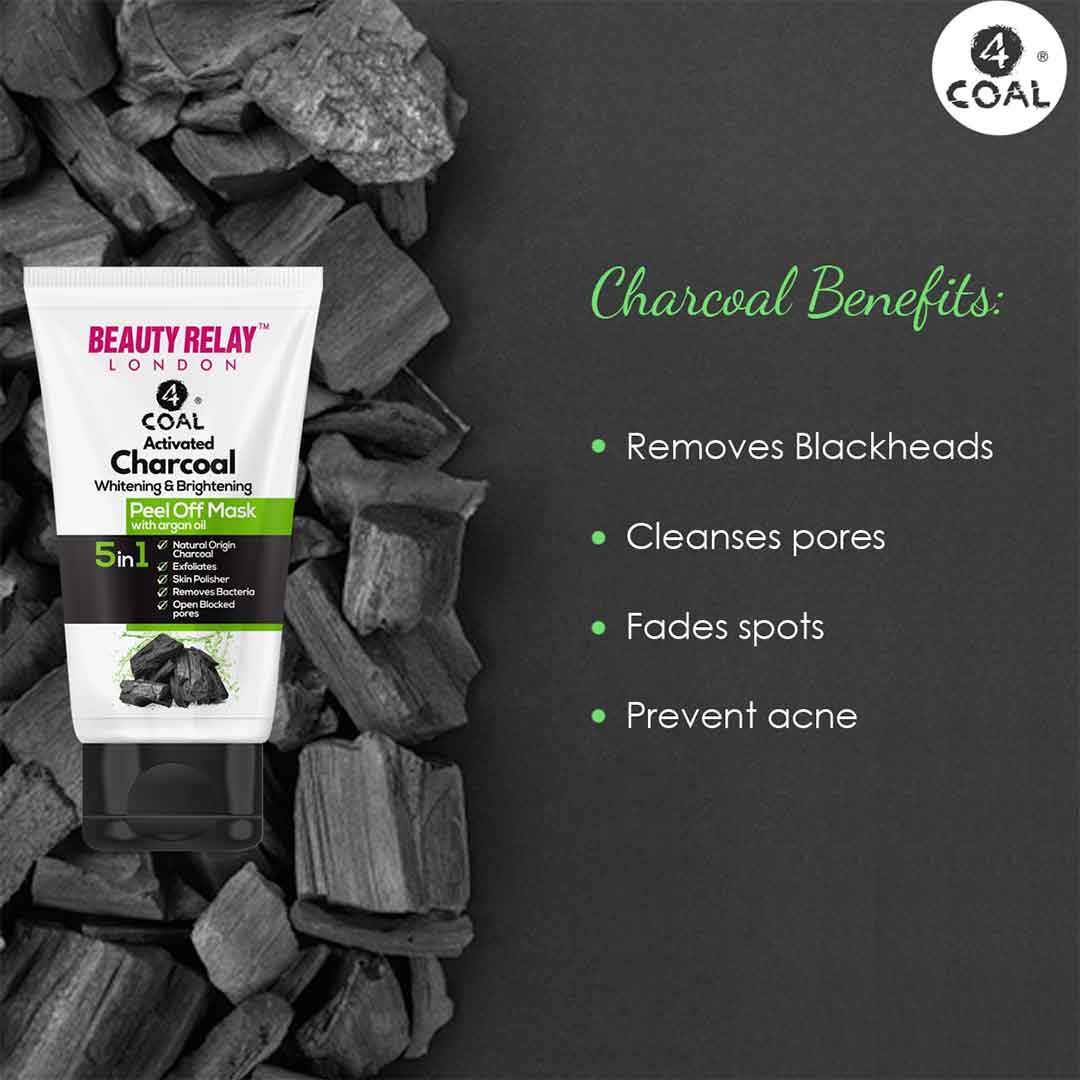 Activated Charcoal Whitening & Brightening Peel Off Mask With Activated Charcoal Powder, Argan Oil, Aloevera, Mulberry