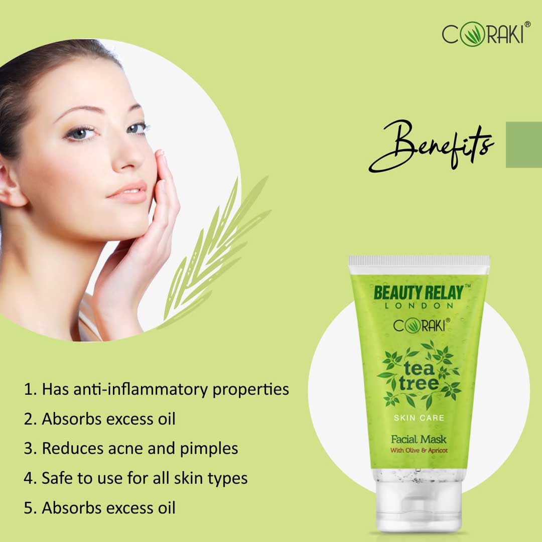 Tea Tree Facial Mask With Oilve Oil, Tea Tree Oil, Vitamin-E And Apricot Oil - 200 gm