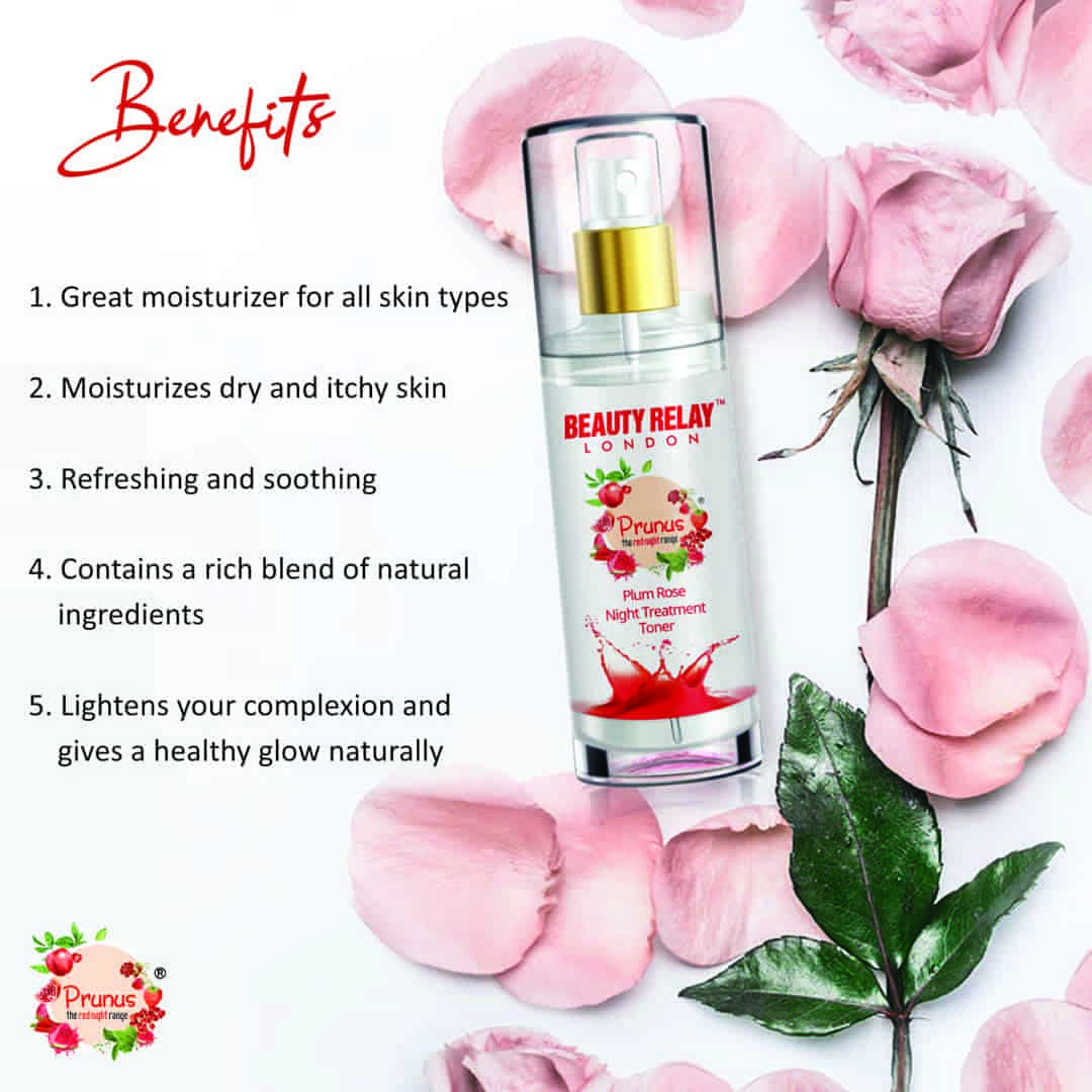 Prunus Plum Rose Night Treatment Toner With Castor Oil, Prunus Oil, Vitamin-E And Rose Oil