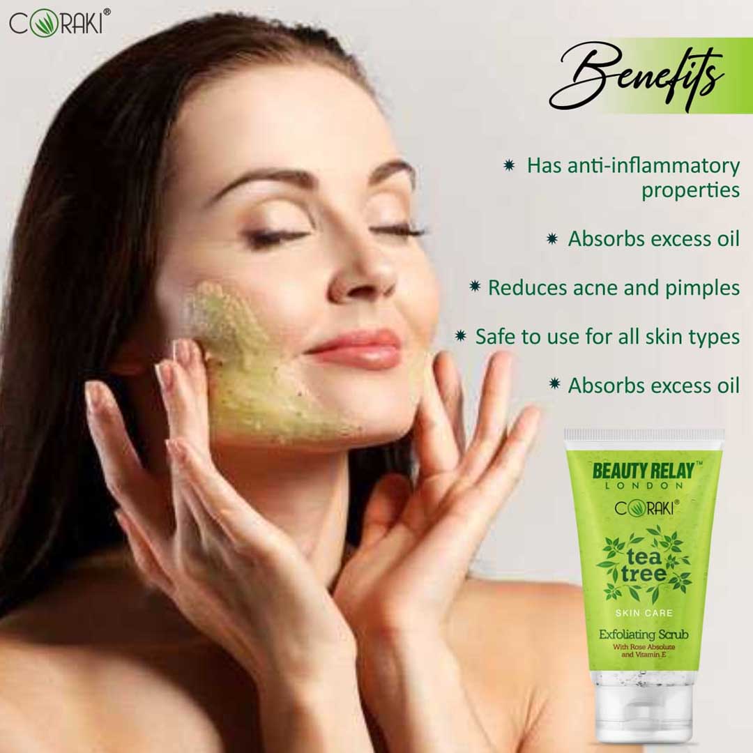 Tea Tree Exfoliating Scrub With Rose Absolute, Juglans Nigra Seed, Tea Tree Oil And Vitamin-E - 180 gm