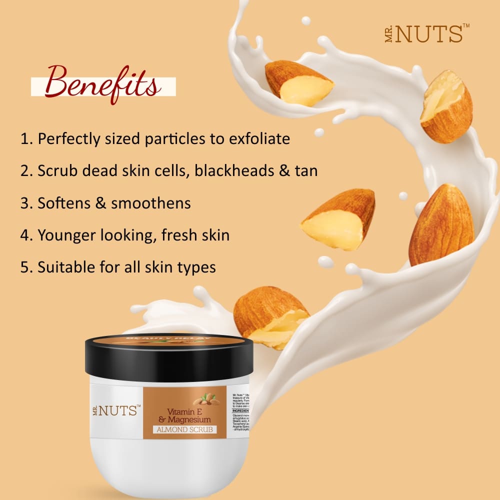 Mr. Nuts Vitamin-E Magnesium, Almond Scrub With Almond, Aloe Vera