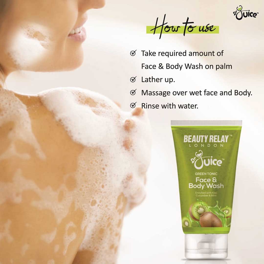 Dr. Juice Green Tonic Face & Body Wash Enriched With Cucumber Oil, Kiwi, Mint, Aloe Vera, Olive Oil