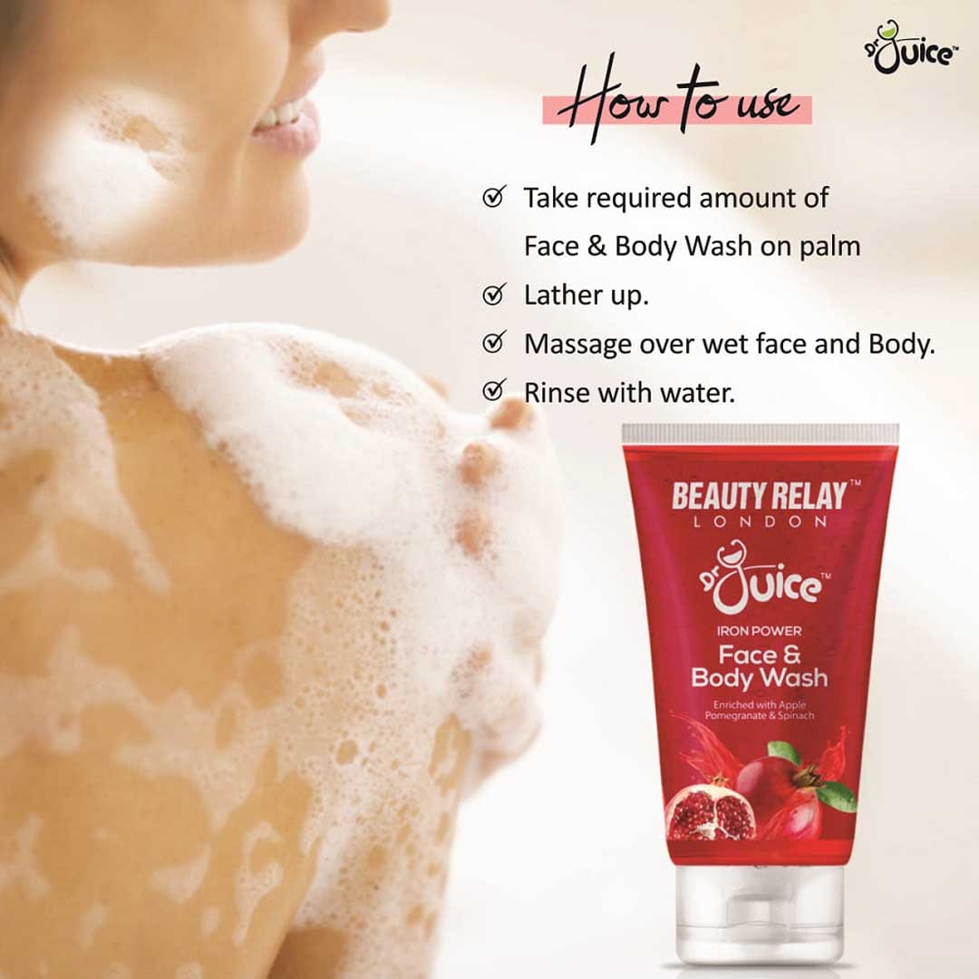 Dr. Juice Iron Power Face & Body Wash Enriched With Apple, Pomegranate, Spinach, Aloe Vera, Olive Oil