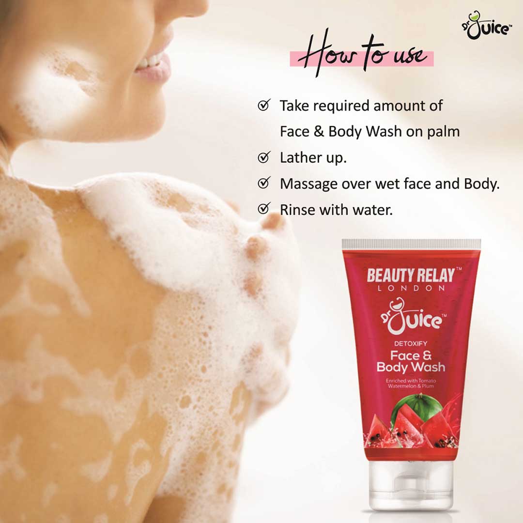 Dr. Juice Detoxify Face & Body Wash Enriched With Tomato, Watermelon, Plum, Aloe Vera, Olive Oil