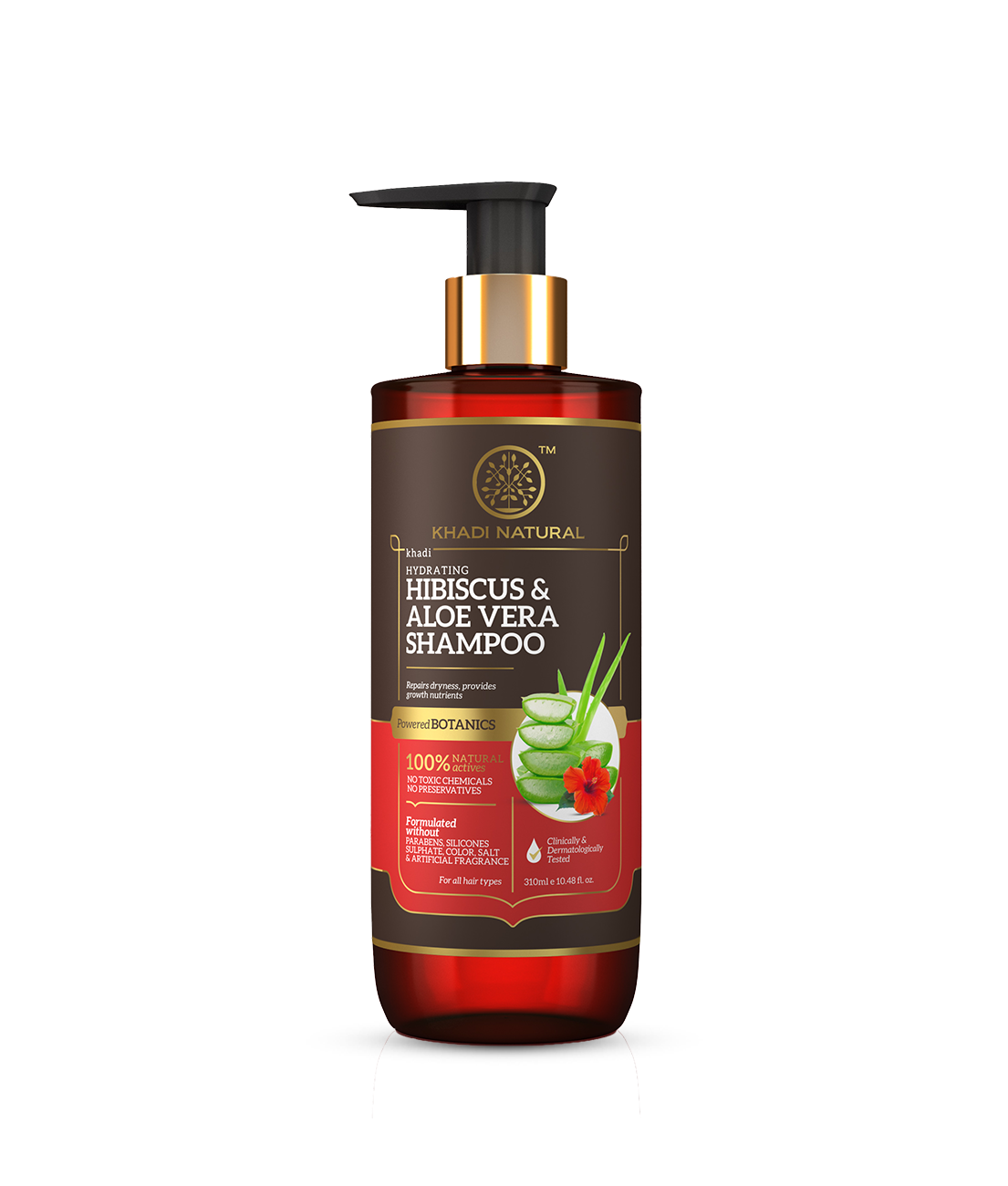 Khadi Natural Hibiscus & Aloevera Hair Shampoo Powered Botanics Prevent Split Ends (310ml)