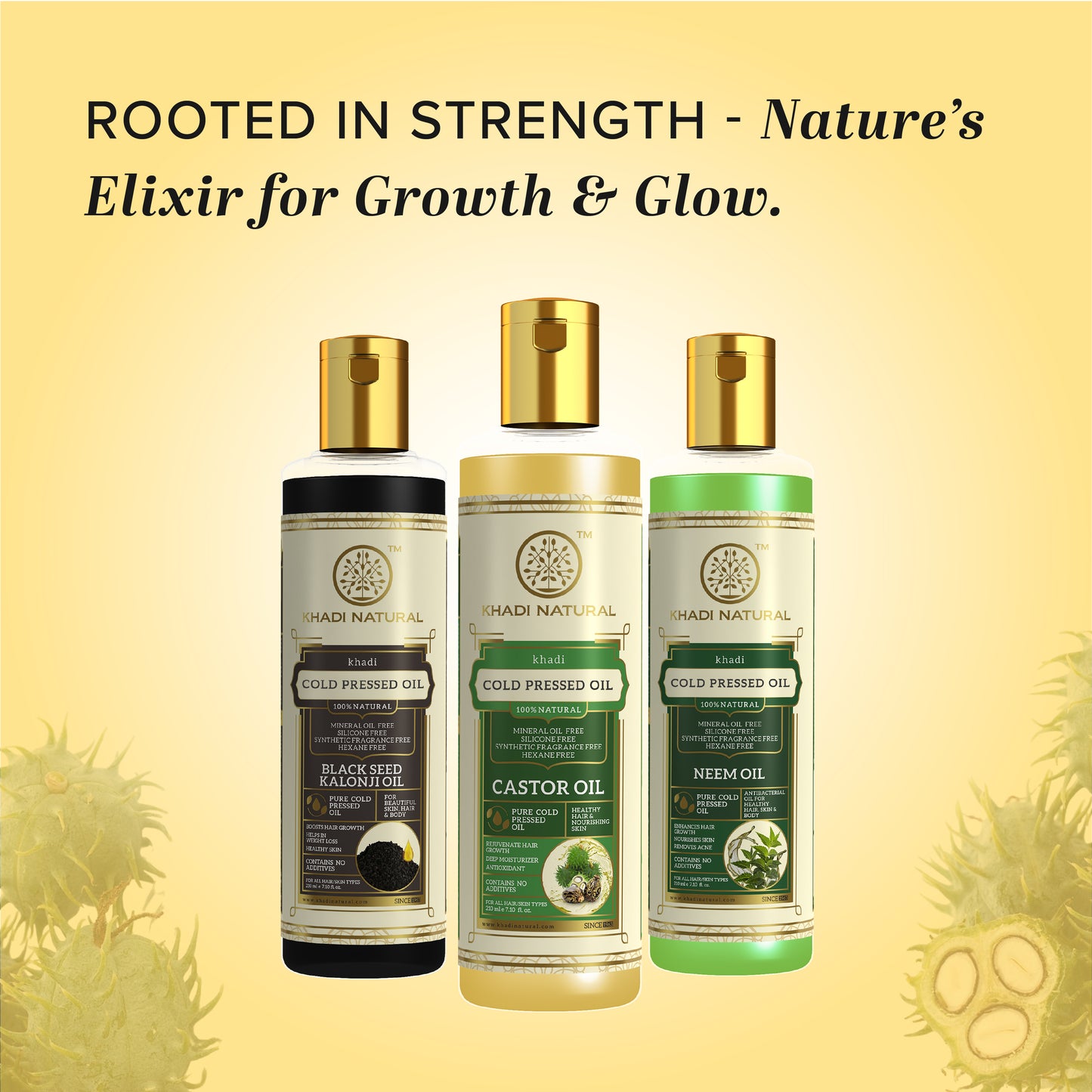 Khadi Natural Cold Pressed Pure Castor Oil for Skin & Hair Nourishment 210g