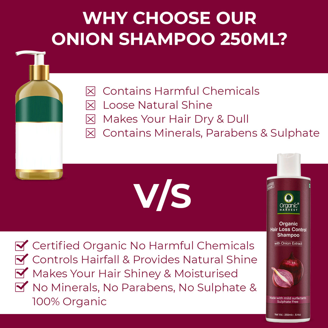 Hair Loss Control Shampoo with Onion Extracts | Suitable For Hair Loss - 250ml