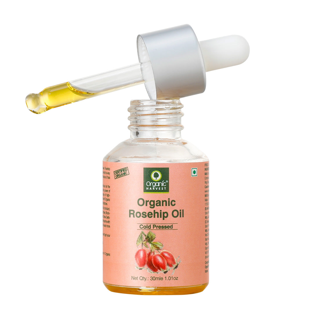 Cold-Pressed Rosehip Seed Oil, Boosts Collagen Production, Reduces Dullness & Hyper-pigmentation, For Healthy Hair & Skin Luminosity - 30ml