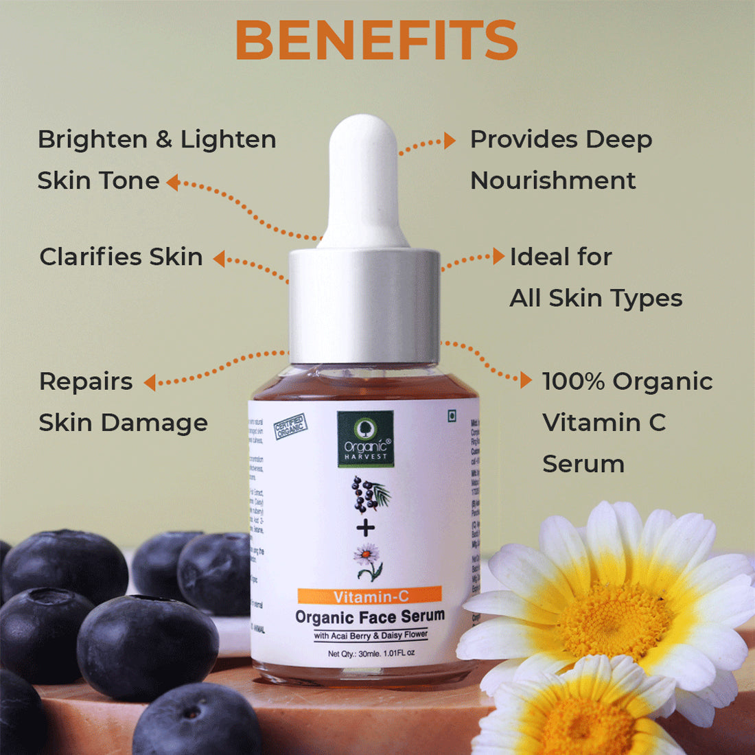 Brightening Face Serum With Kakadu Plum, Acai Berry & Rice Water - 30ml