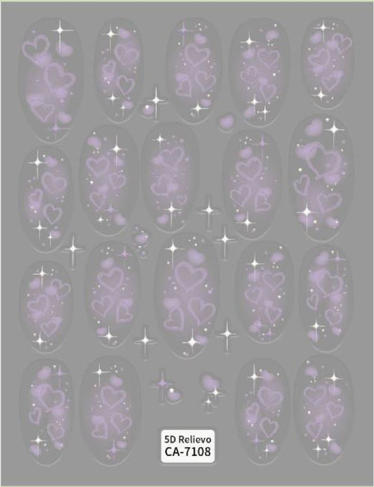 5D Self-Adhesive Nail Art Stickers - Love 7108