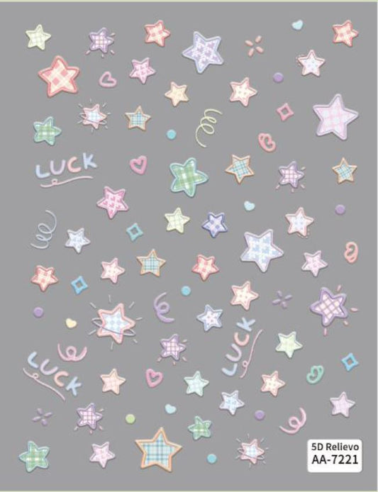 5D Self-Adhesive Nail Art Stickers - Stars 7221