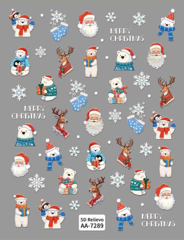 5D Self-Adhesive Nail Art Stickers - X-Mas 7289