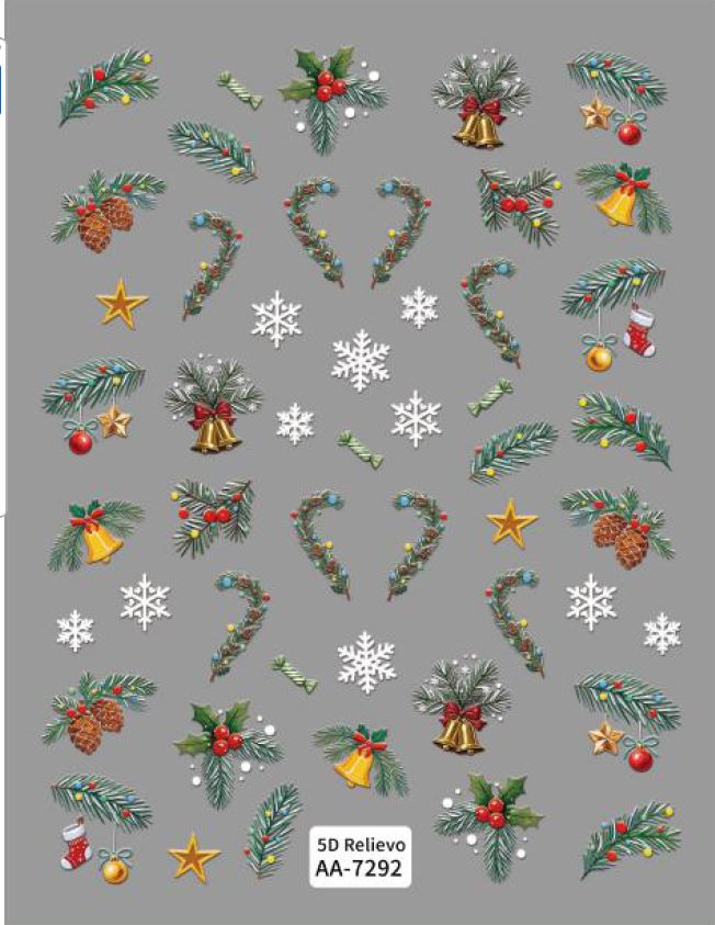 5D Self-Adhesive Nail Art Stickers - X-Mas 7292