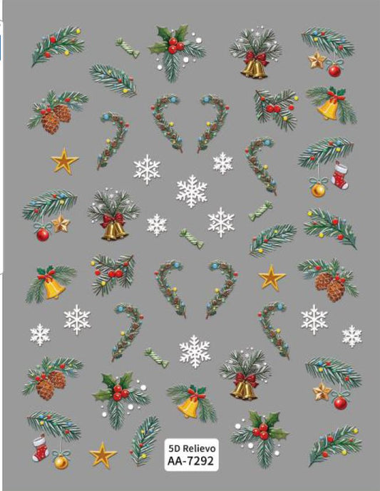 5D Self-Adhesive Nail Art Stickers - X-Mas 7292