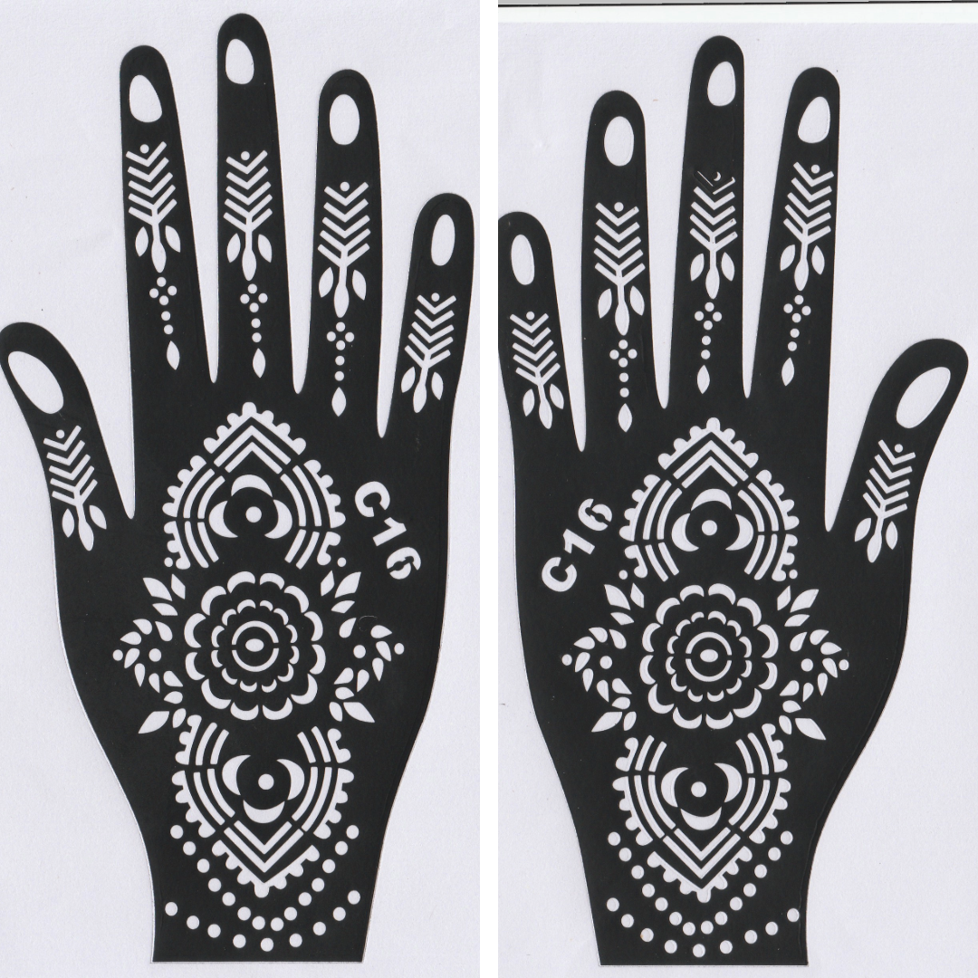Beautiful Henna Stencils - Both Hands/ Mehendi Designs/ Mehendi DIY Stencil - C16
